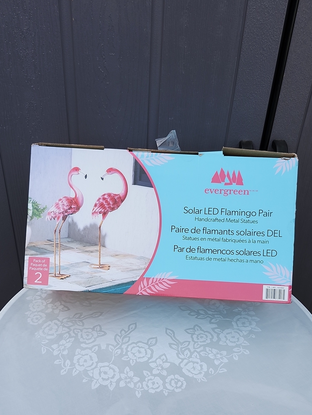 Evergreen Solar LED Flamingo Pair - Pink Metal Garden Statues